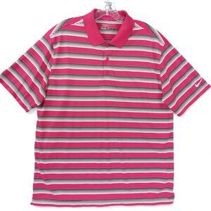 Nike Golf Dri-Fit Polo Shirt Men’s Sz L Pink Mesh Striped Performance Golfcore
